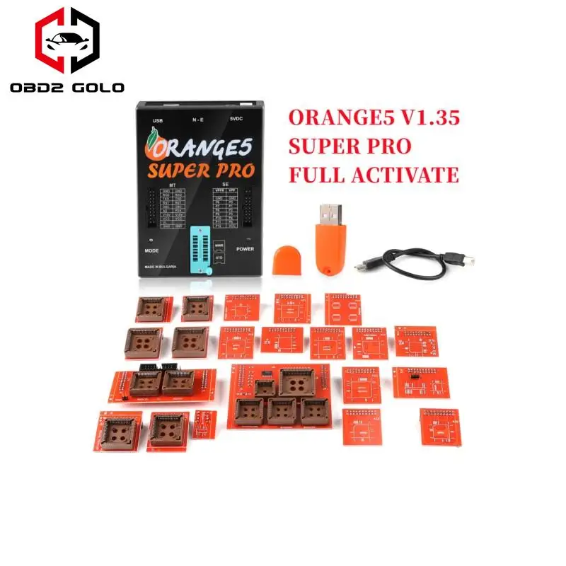 

Newest Orange5 Super Pro V1.35 Programming Tool With Full Adapter USB Dongle For Airbag Dash Modules Fully Activated Diagnostic
