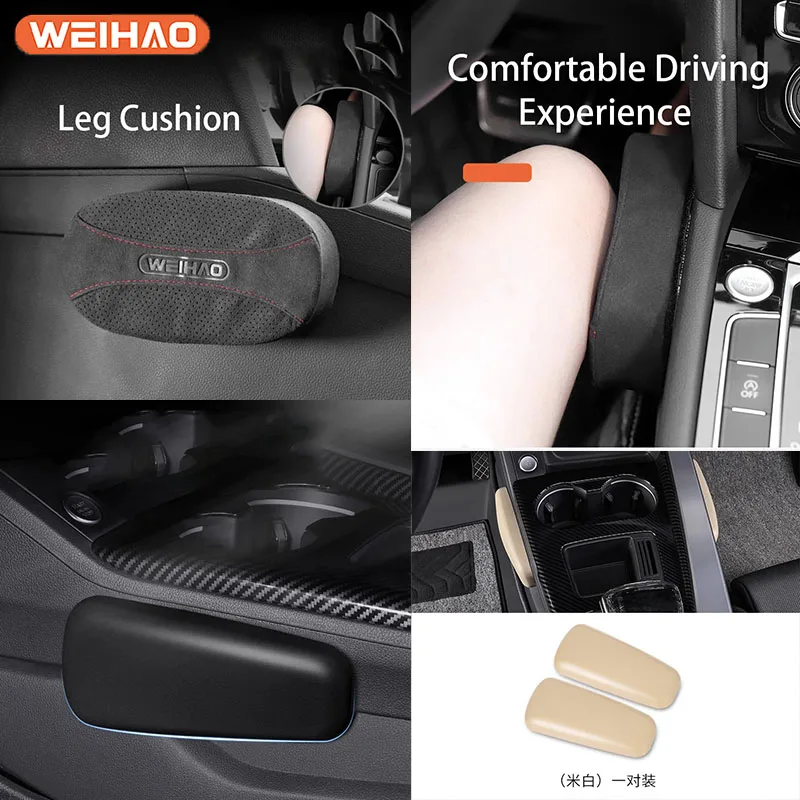 

WeiHao Car Knee Cushion Leg Pillow Universal Memory Cotton Support Leg Support Leather Cover For Automotive Products