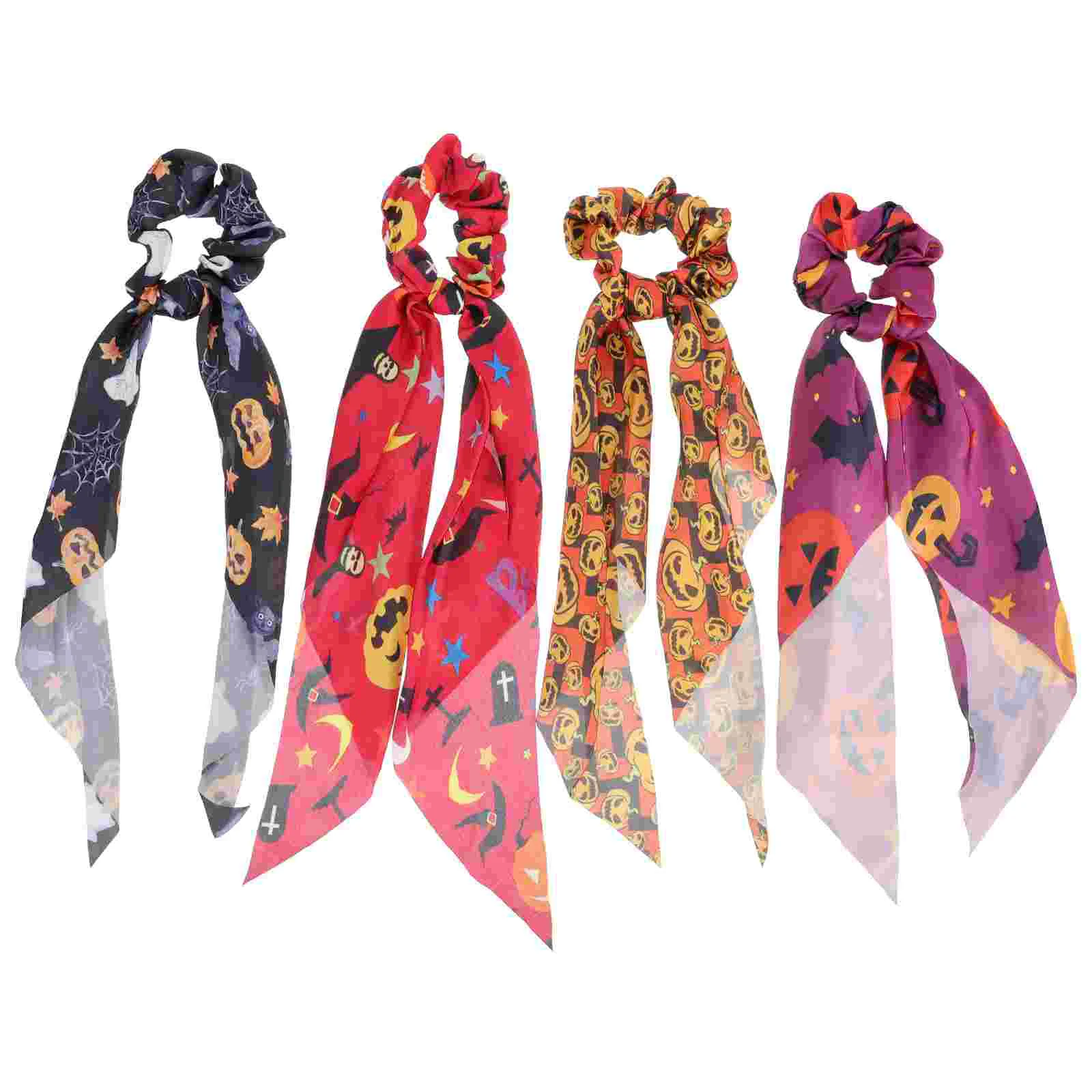 

4pcs Pumpkin Ponytail Holder Hair Rings Scrunchies Hair Ties