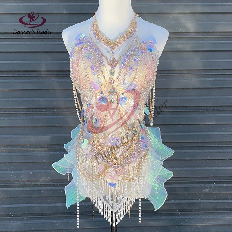 Костюм Русалки для латиноамериканских танцев роскошный сценический костюм в