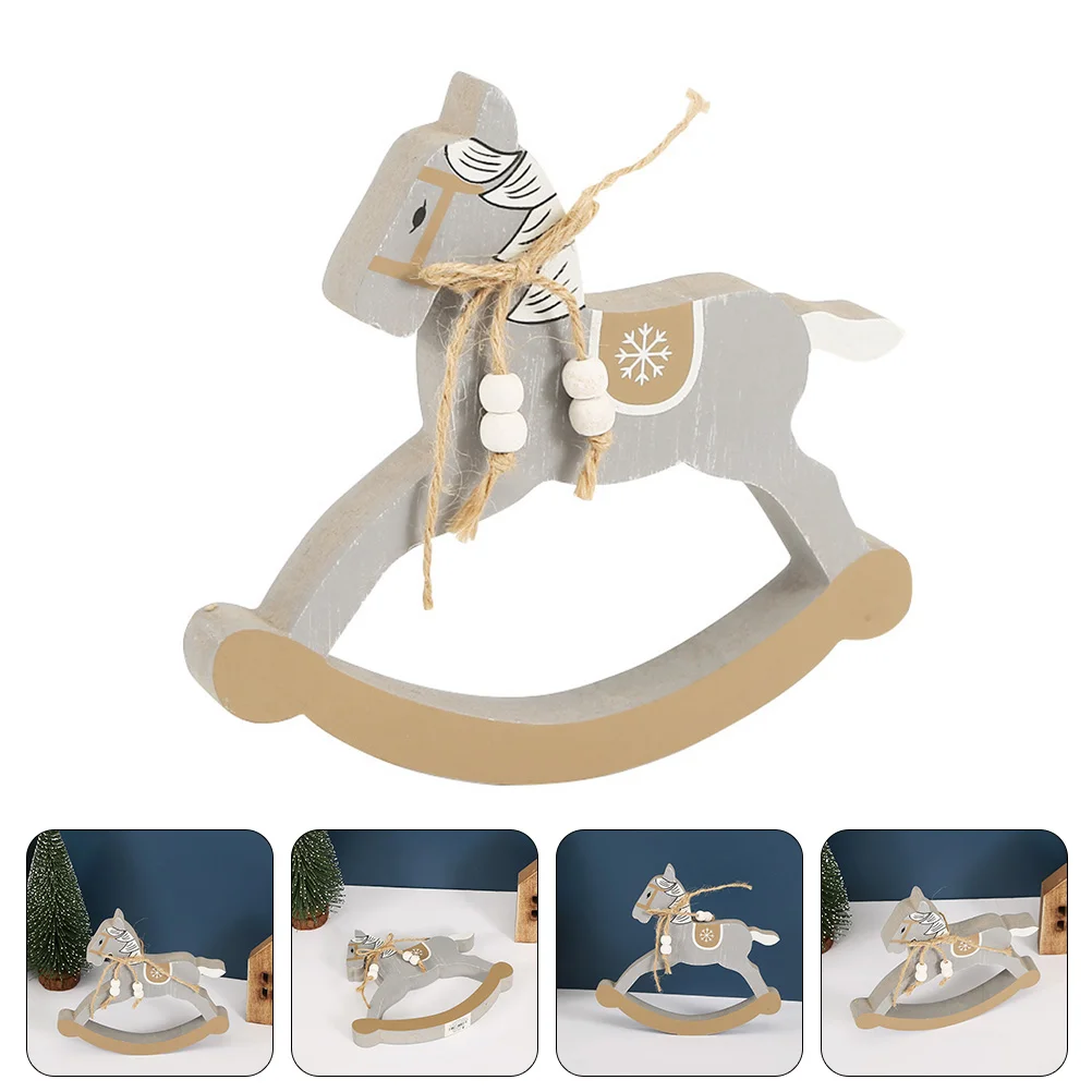 

Wood Rocking Horse Figurine Table Centerpiece Wood Horse Statue Miniature Wood Rocking Horse Treasure Box Prizes
