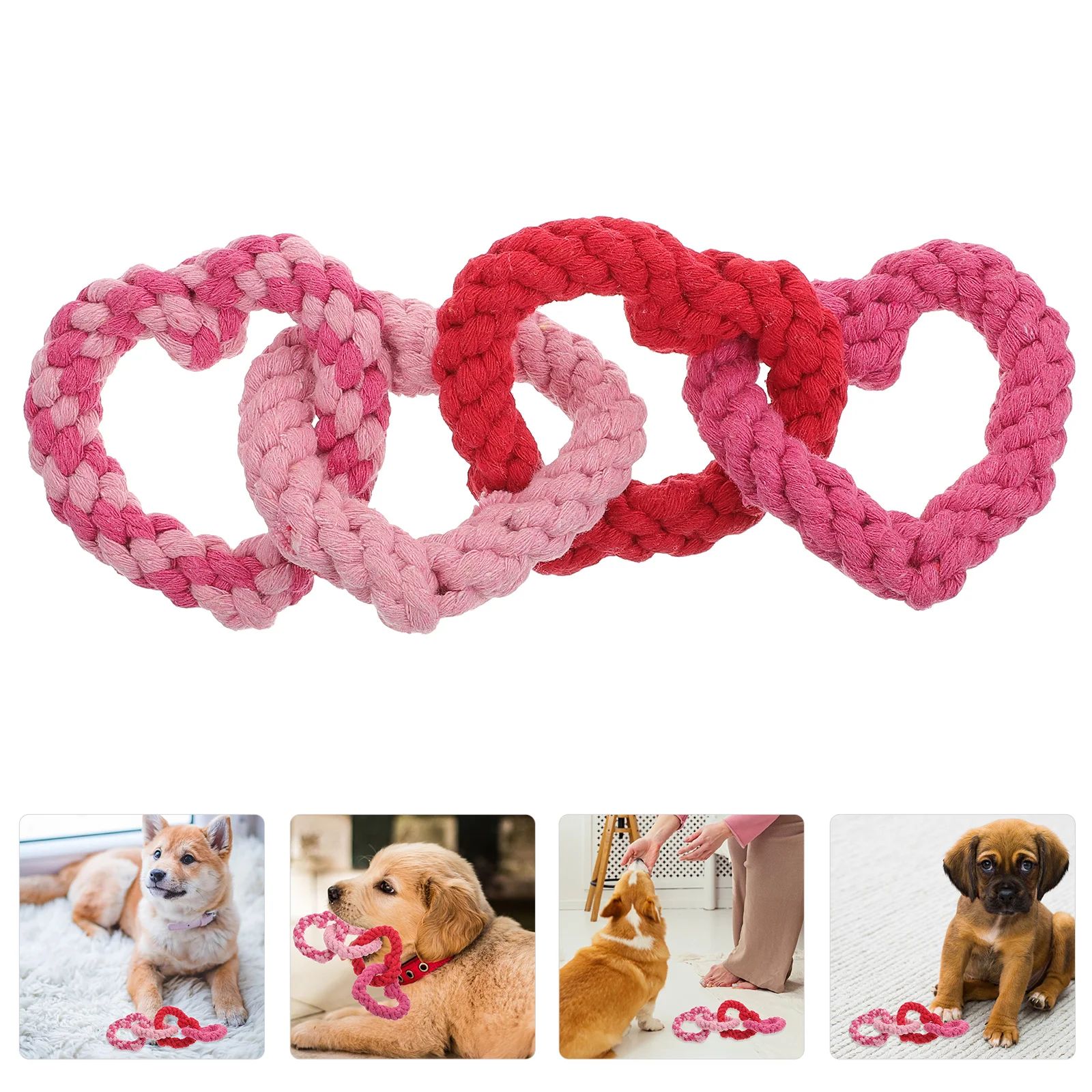 

Toys Dog Toy Chew Puppy Pet Rope Chewing Cat Teething Molar Heart Interactive Cotton Bite Kongropes Candy Valentines Pets Wartug