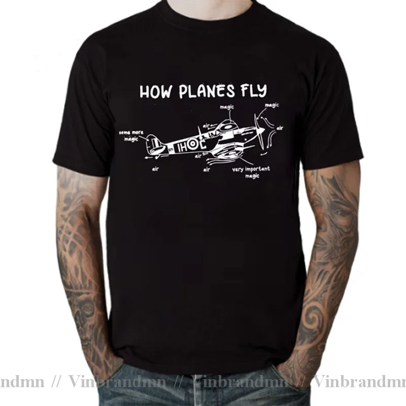 Novelty How Planes Fly Engineer Pilot Airplane T-Shirt Men Hip Hop Classic Jet Fighter Printed T Shirts Battleplane Tops Tshirt