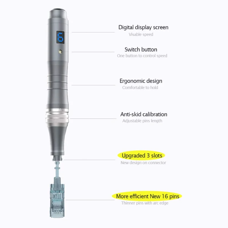 Фото Dr pen M8 Microneedling с 10-мя иглами, инструмент для ухода за кожей лица, беспроводная микроигольная роликовая ручка, косметическая машина для женщин и мужчин №2