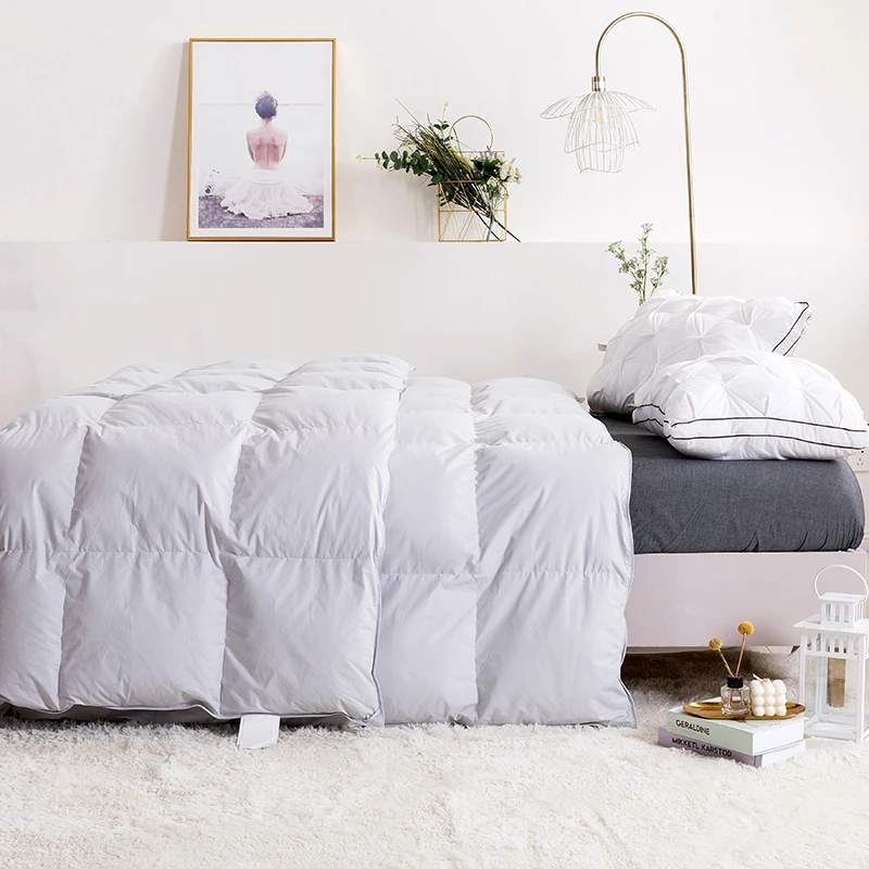 

Роскошное теплое зимнее утепленное одеяло на 100% гусином пуху с вертикальной подкладкой, стеганое одеяло, пододеяльник с наполнителем из хлопка, Королевский супер-Королевский