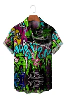 2022 mens summer beach casual short sleeve lapel shirts plus size graffiti culture 14 3d printed mens tops with pockets