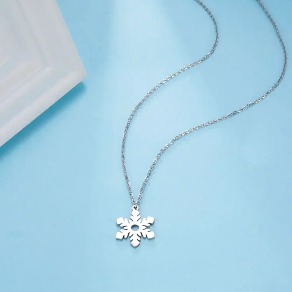 Цепочка с кулоном в виде снежинки из нержавеющей стали