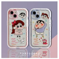 crayon shin chan couple luminous luxury phone case for iphone 11 12 pro xr xs max x 7 8 plus 13 glow transparent cover capa