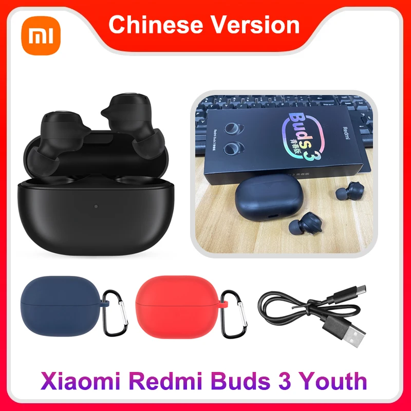 

Bluetooth-наушники Xiaomi Redmi Buds 3 Youth Edition, черные, TWS, беспроводные наушники с чехлом, портативные наушники для спорта