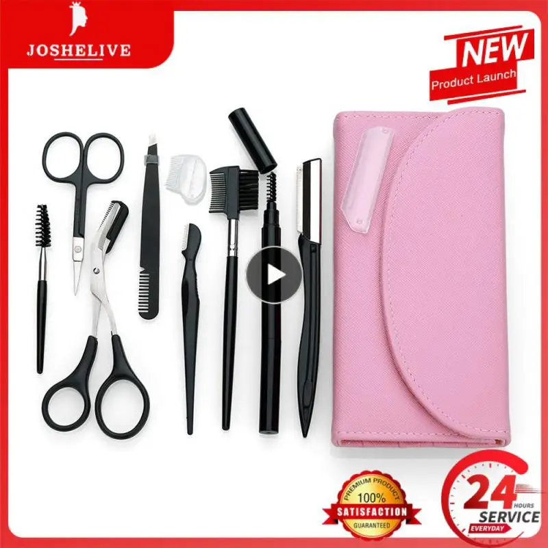 

/set Eyebrow Trimmer Nail Art Tool Kit Stainless Steel Makeup Scissors Manicure Tools With Brush Portable Travel Set TSLM1