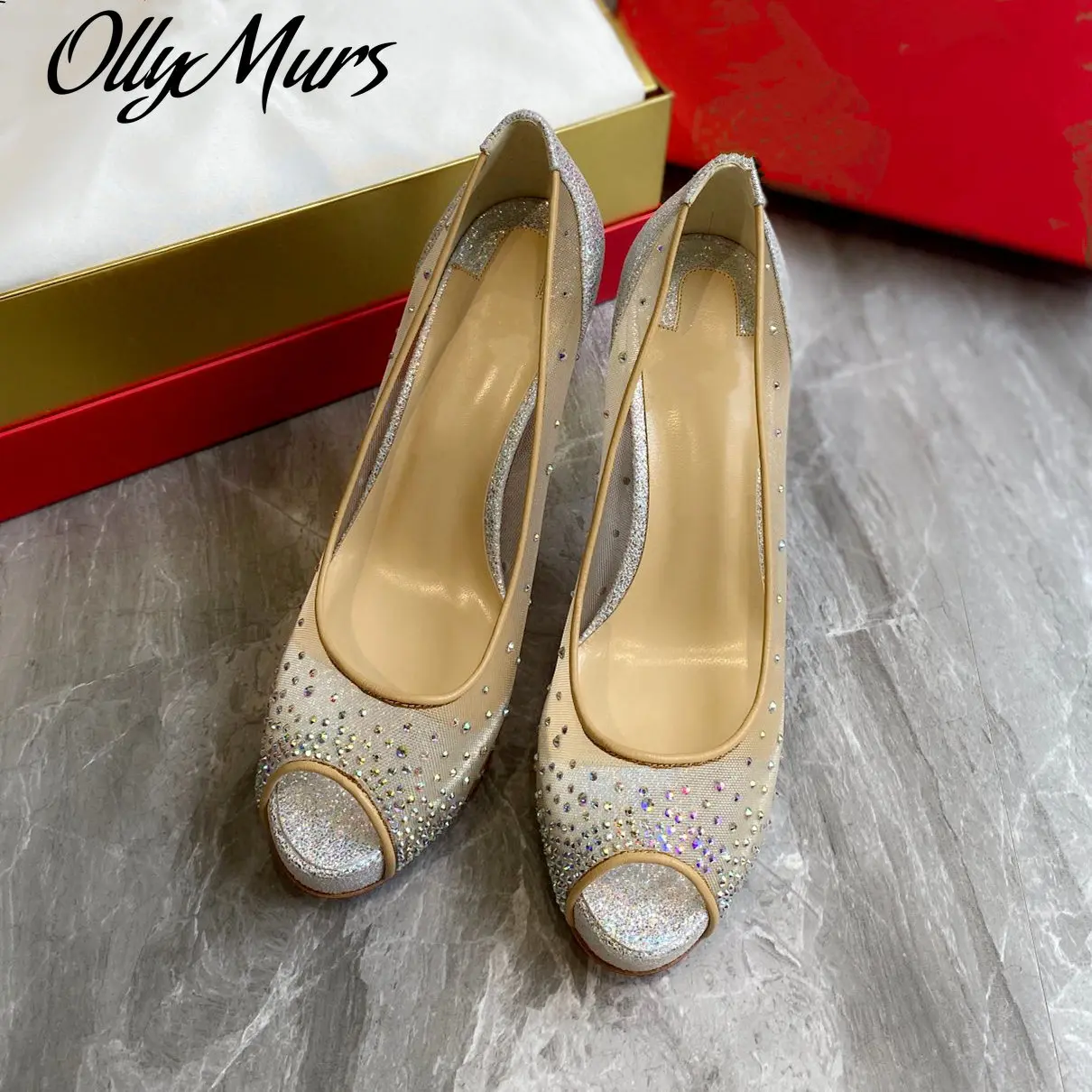 

Туфли-лодочки женские на высоком каблуке, повседневная дизайнерская модная пикантная обувь, телесные сетчатые вечерние туфли-лодочки с отк...