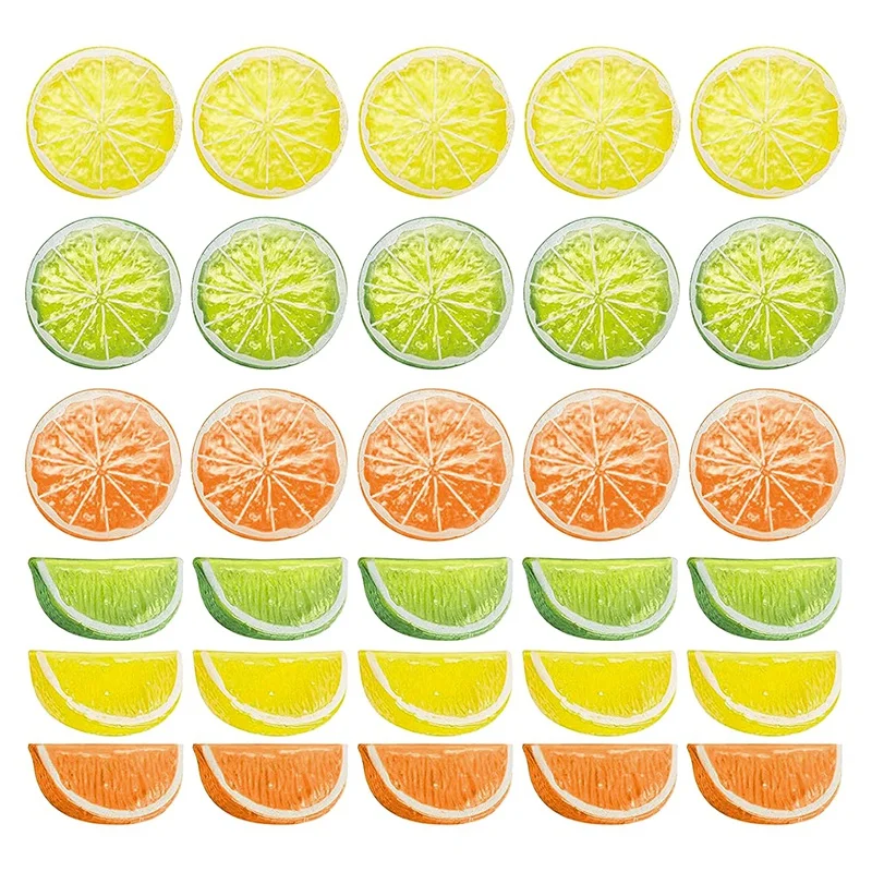 

30Pcs 2In Artificial Lemon Slices,Simulation Decorative Fake Fruit Wedding Ornament Festival Decor Photography Props