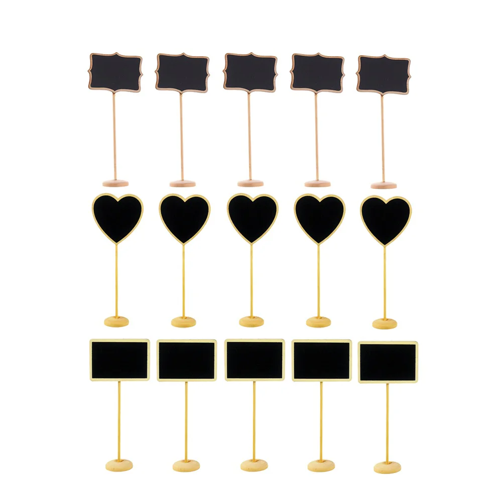 

15pcs Wooden Mini Blackboard Creative Message Board Signs Kids Drawing Board Restaurant List Board (Heart + + Angled
