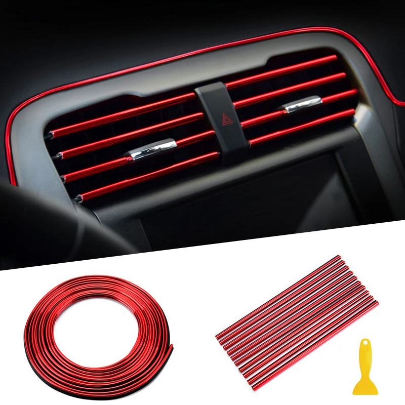 

5 meters Car Dashboard car Door Edge Decoration Flexible Strips 20cm Auto Air Conditioner Outlet Decorative Interior Mouldings