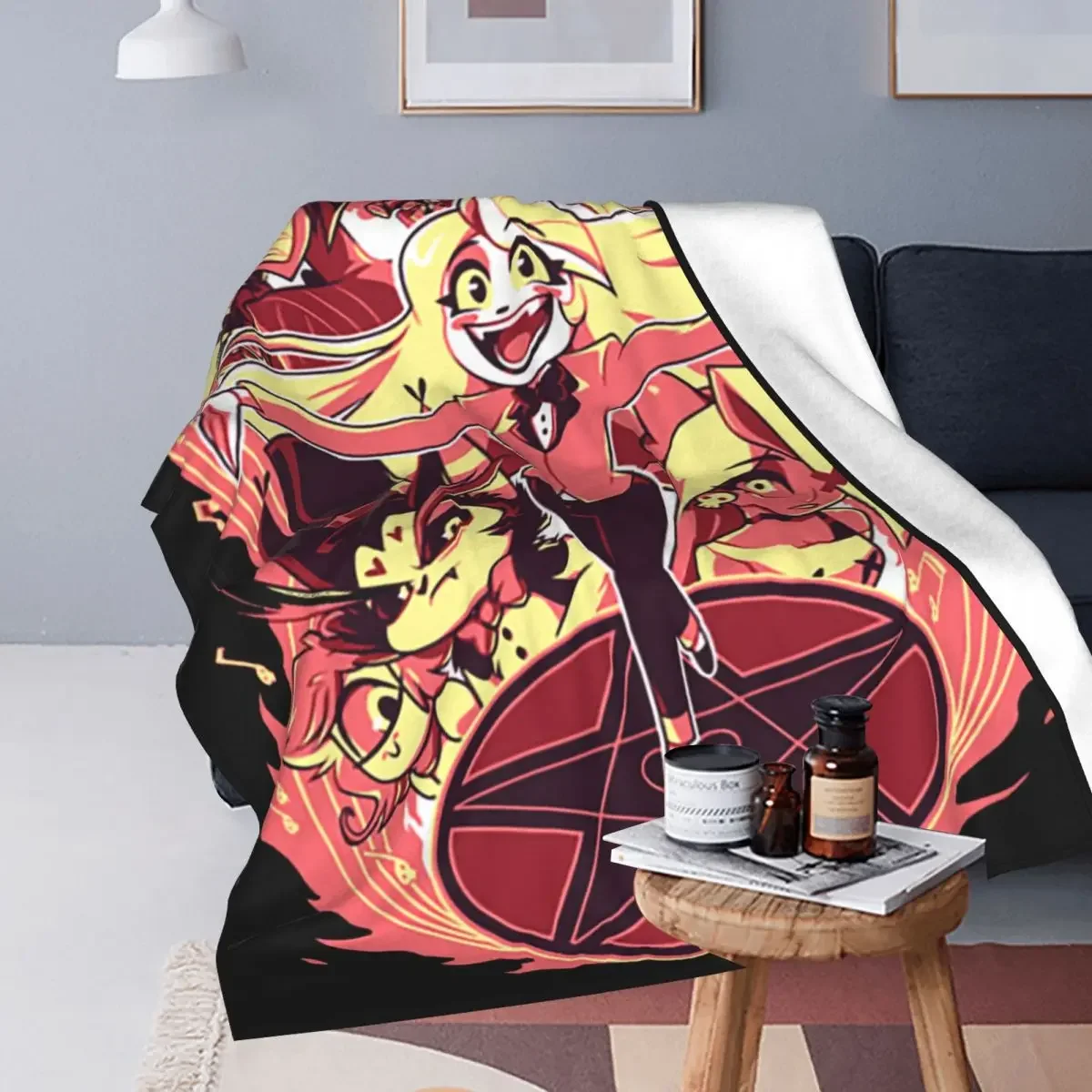 Плюшевое одеяло из кораллового флиса Hazbin Hotels с радио и демоном для кровати