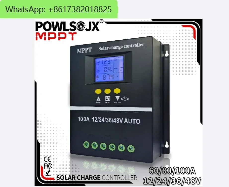 Контроллер заряда солнечной батареи POWLSOJX MPPT 100 А 80 60 12 В 24 36 48 двойной USB регулятор