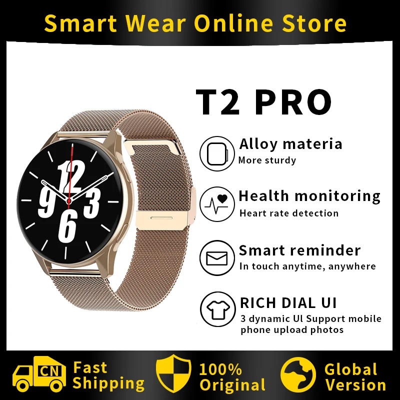 

T2 PRO Smart Watch Women Heart Rate Blood Pressure Monitoring Bluetooth Call Smart Watches Women IP67 Waterproof Wireless Charge