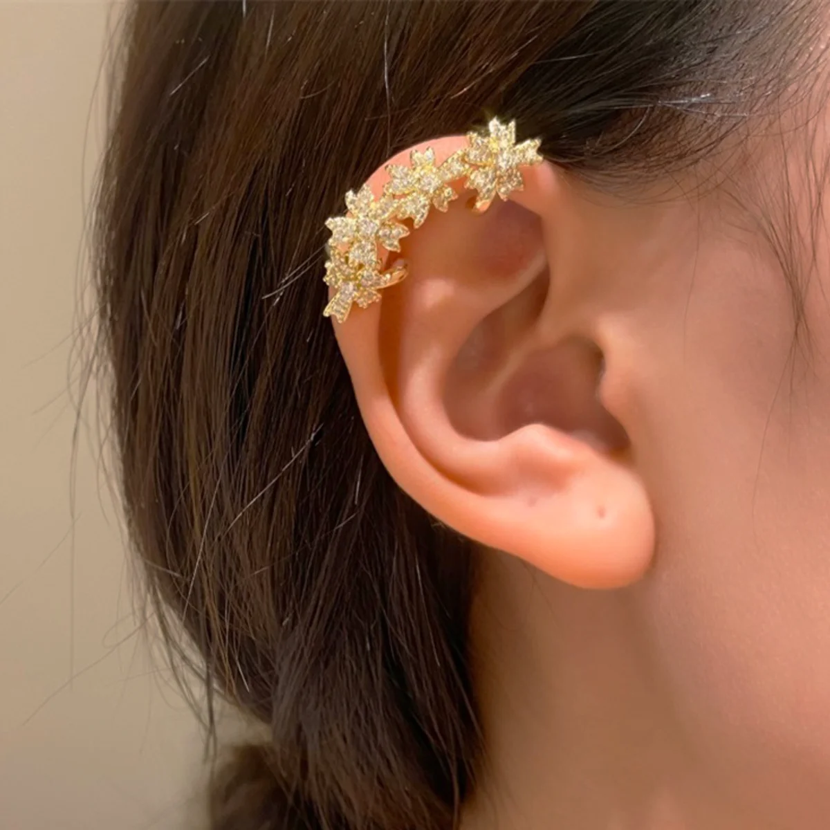 

Flower ear bone clip fashion light luxury diamond-encrusted flower ear clip ear pierceless ear accessories no piercing ear stud