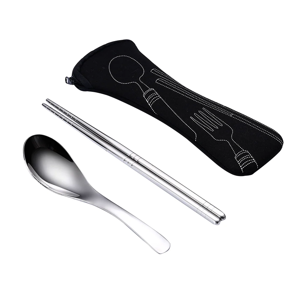 

Set Portable Tableware Spoon Chopsticks Chopsticksteel Flatware Eating Utensils Stainless Kit Korean Spoons Reusable Silverware