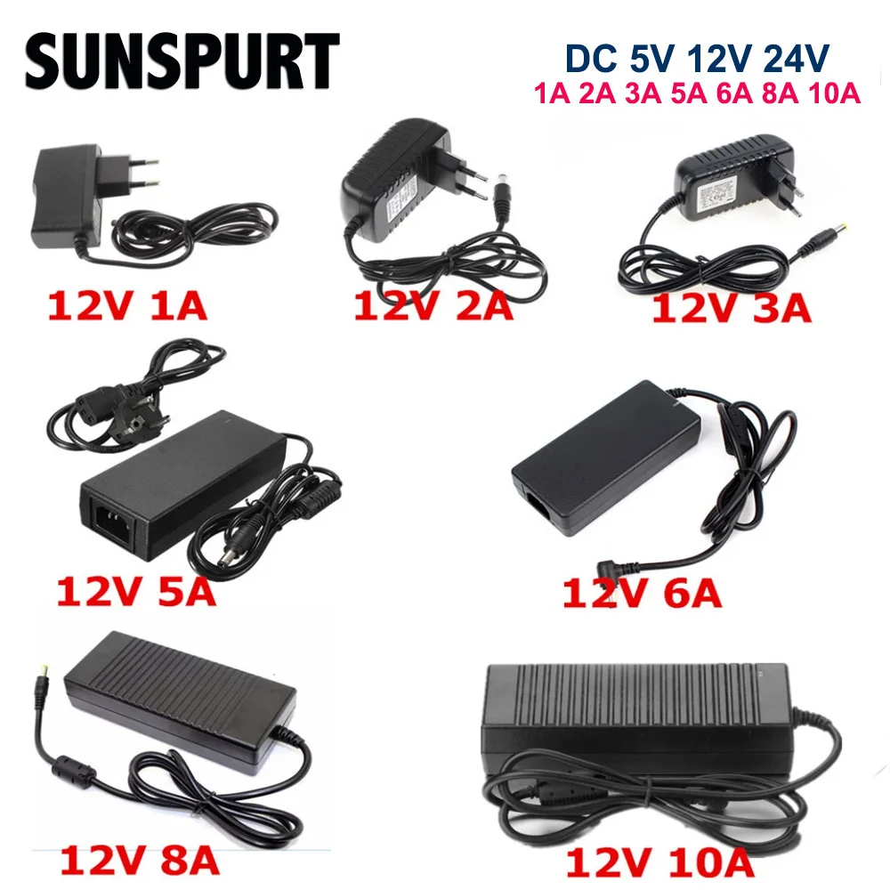 

AC DC 12v 5V Adapter Transformer LED Strip Power Supply Adapter 3A 5A 6A 8A 10A 13A 15A 20A Power Supply Driver US/EU/UK/AU Plug