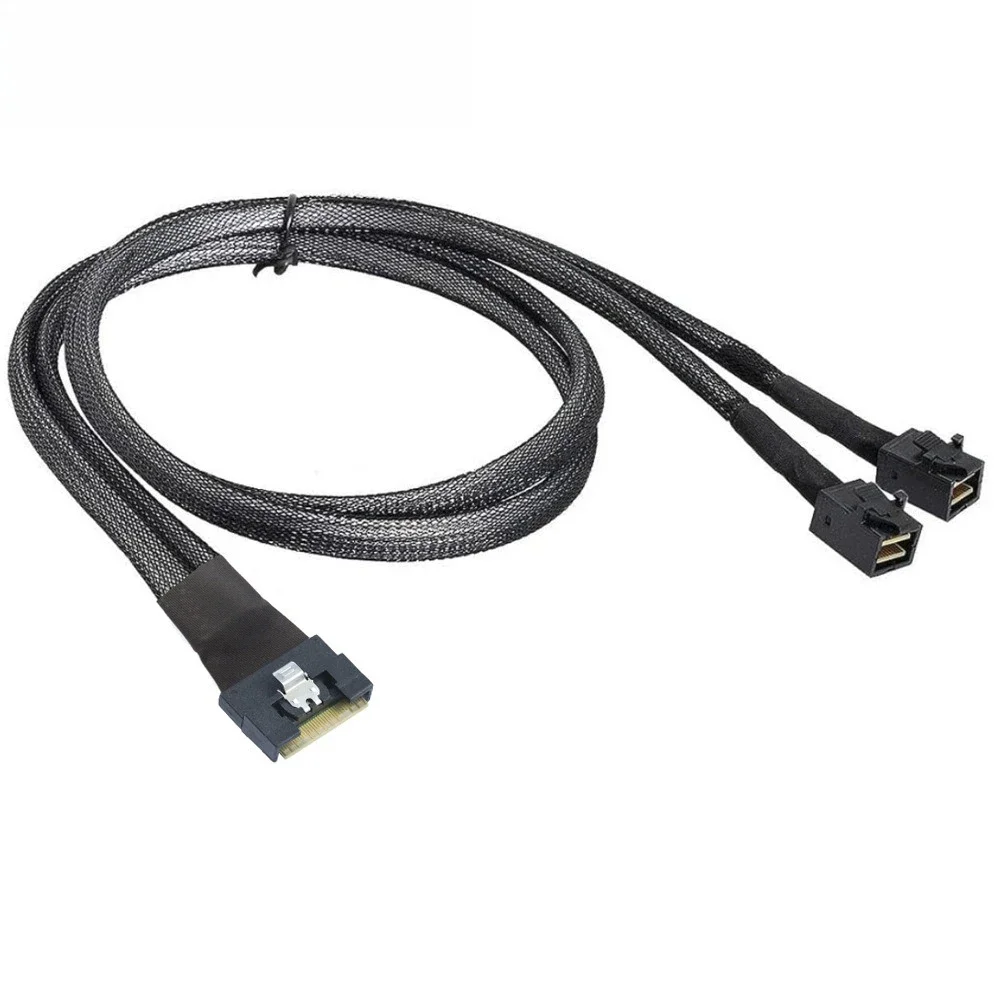 Фото Slimline PCI-Express SFF-8654 8i 74Pin PCI-E 4.0–2 x NVME Dual SAS 8643 Серверные кабели для передачи данных Mini SAS 4.0 HD Кабель 0,5 м 0,8 м 1 м №5