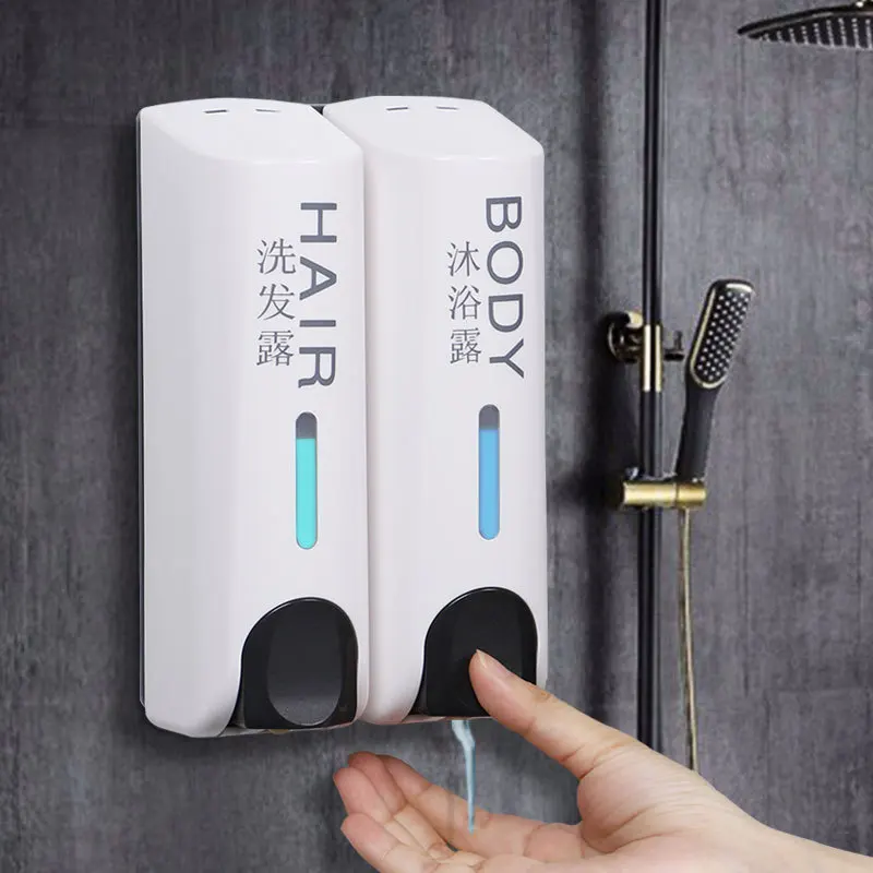 

Bathroom Wall Mount Soap Dispenser Hand Sanitizer Wall Hanger Press Dispenser Home Hotel Shower Gel Shampoo Box