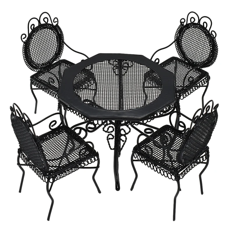 

1:12 Dollhouse Miniature Garden Furniture Set Octagonal Table And Chairs Dollhouse Patio Outdoor Accessories