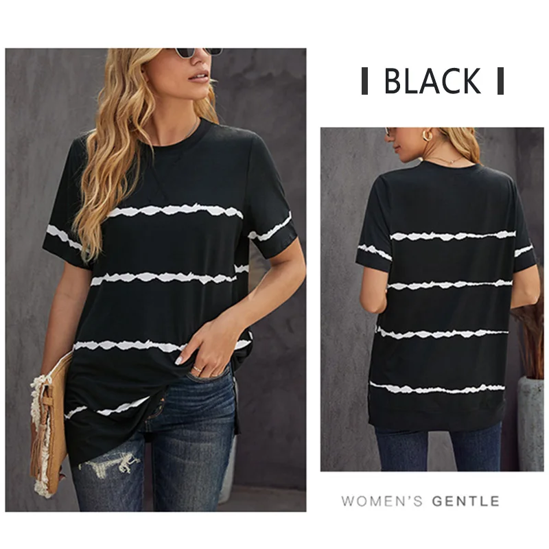 

Женская футболка с коротким рукавом и круглым вырезом, свободного покроя