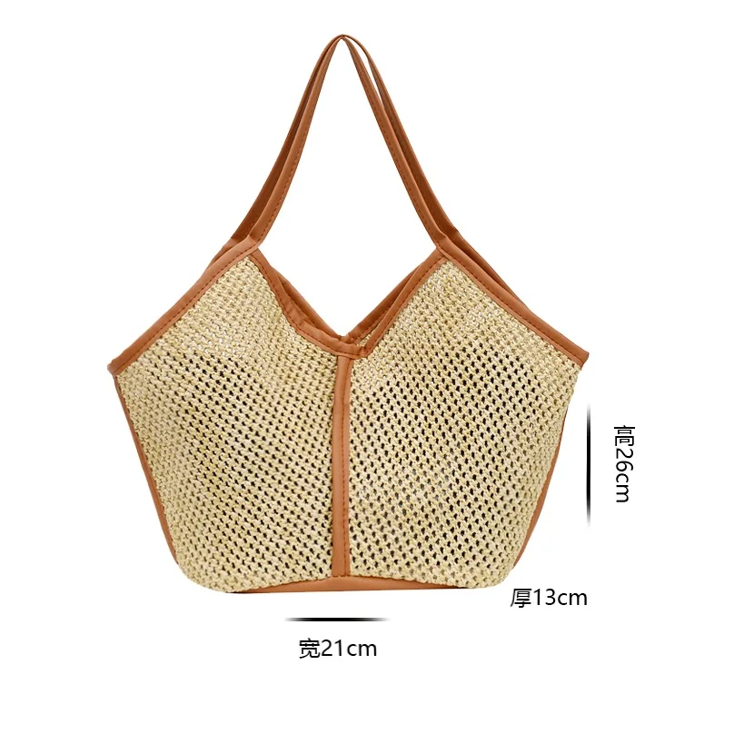 Woven Bag 2023 Summer New High Capacity Straw Woven Bag Travel Fashion Hollow Out Fishing Net Shoulder Bag Tote Bag  Straw Bag