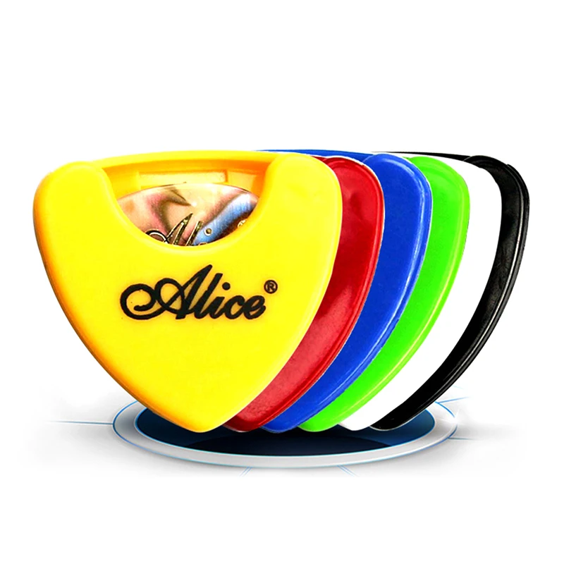 

1PC Guitar Pick Holder Plastic Plectrum Case Mediator Quick Storage Self Adhesive Triangle Shape 37x40mm Random Color