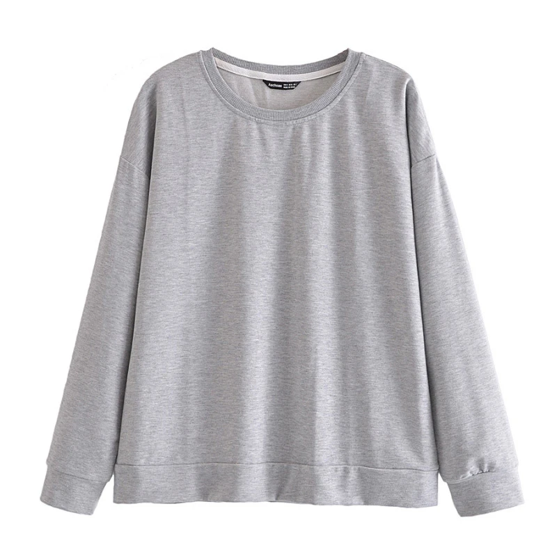 Solid Sweet Trend Cute Gray Pullovers O-neck Autumn Fashion Clothing Women Fall Spring Fashion Female Sweatshirts Black Pink XL