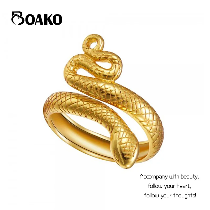 

BOAKO 925 Sterling Silver Open Rings For Women Men Serpentine Snake Finger Ring Anillos Mujer Snack Luxury Jewelry Pendientes
