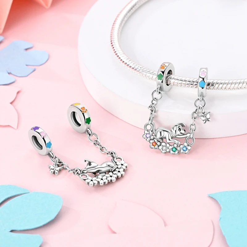 Шармы из серебра 925 пробы для браслета в виде гантели с оригинальными бусинами