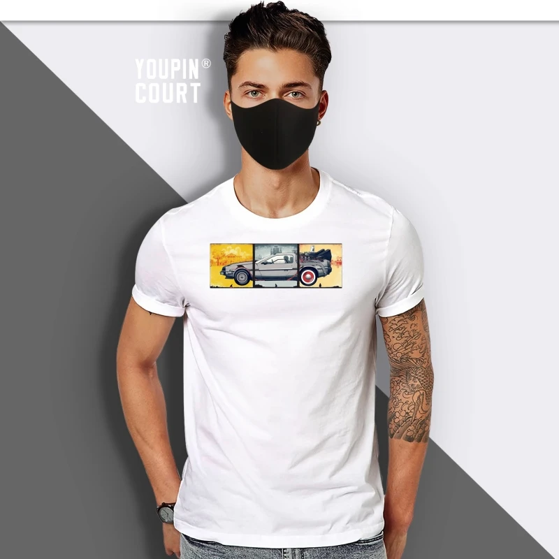 

DeLorean black T Shirt back to the future homme T-Shirt Tees Pure Short Sleeve