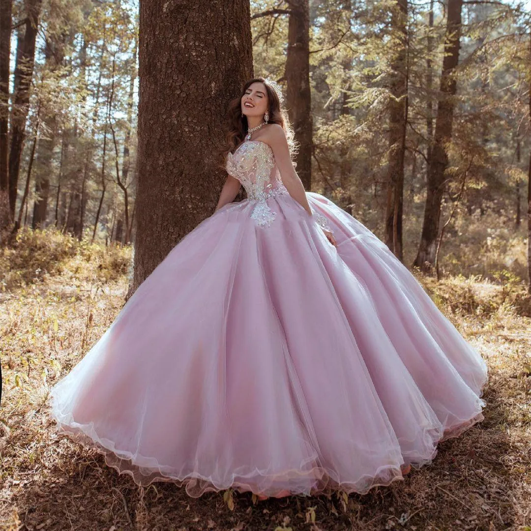 

Vestidos De 15 Años Party Quinceanera Dresses 2022 Beaded Applique Sweetheart Robes De Soirée Long Puffy Prom Gowns for Girls