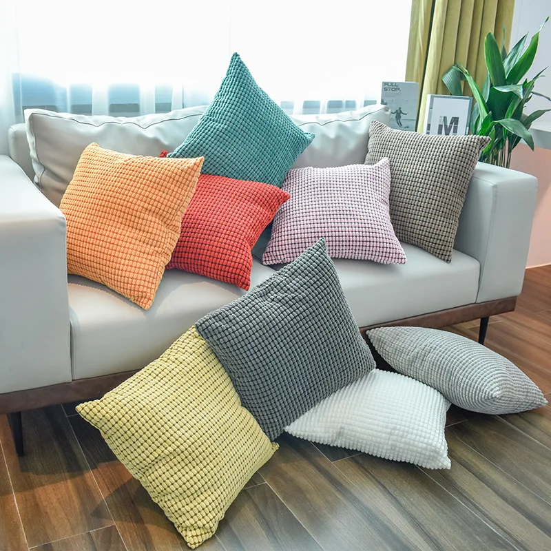 2022 New Hot Sale Fashion Pillow Simple Modern Corduroy Sofa Cushion Corn Kernel Pillowcase Room Decoration