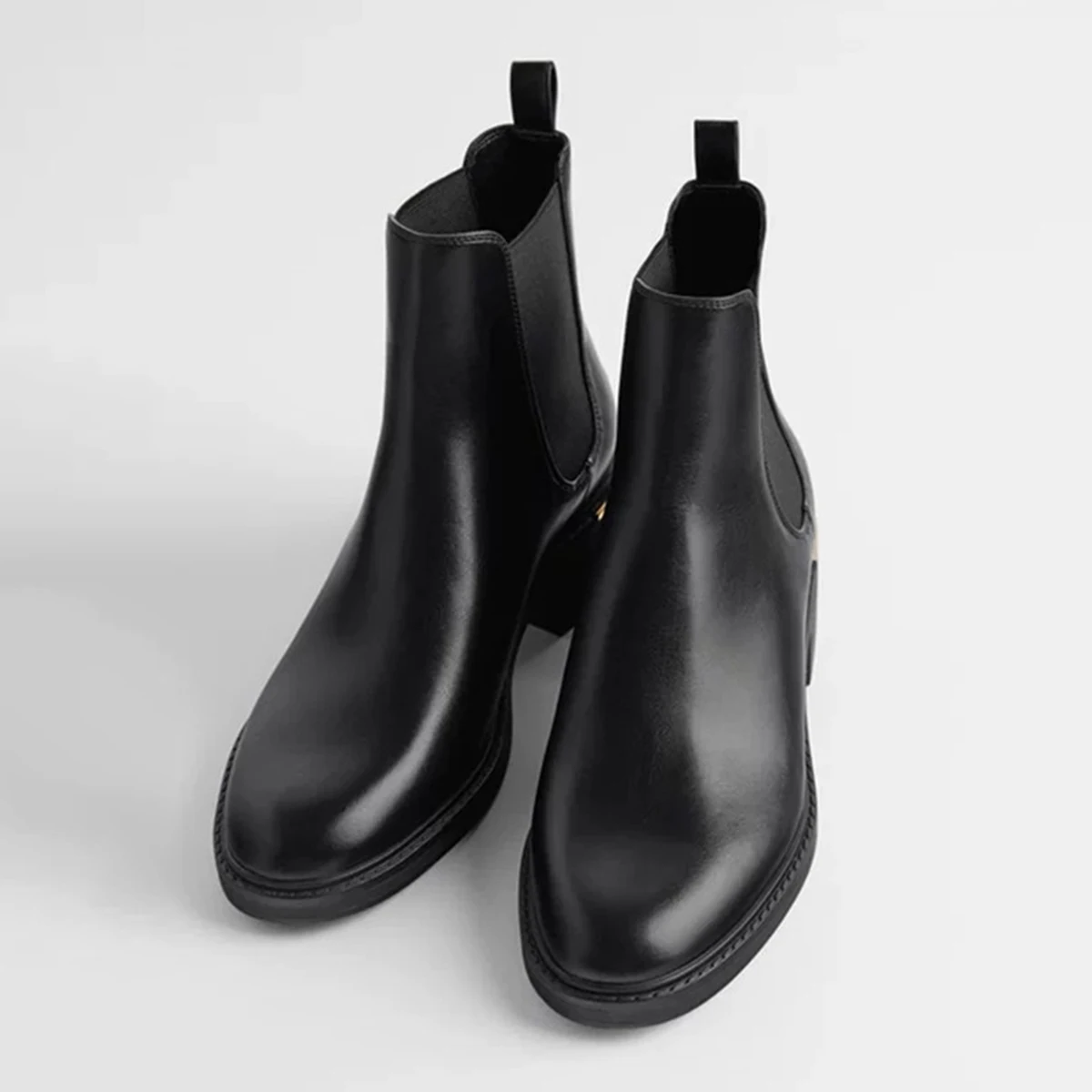 

Женские эластичные ботинки челси на толстом каблуке, Зимние удобные теплые ботильоны без шнуровки, повседневные однотонные сапоги, 2022