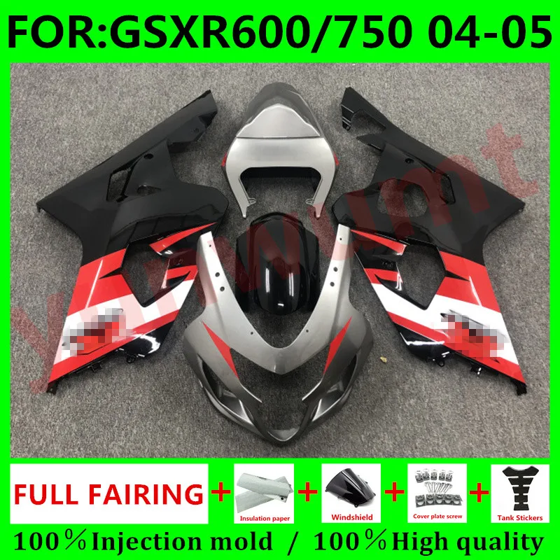 

New ABS Motorcycle Injection mold fairing For Suzuki GSXR600 GSXR750 GSXR 600 750 K4 2004 2005 04 05 Fairings kit set red black