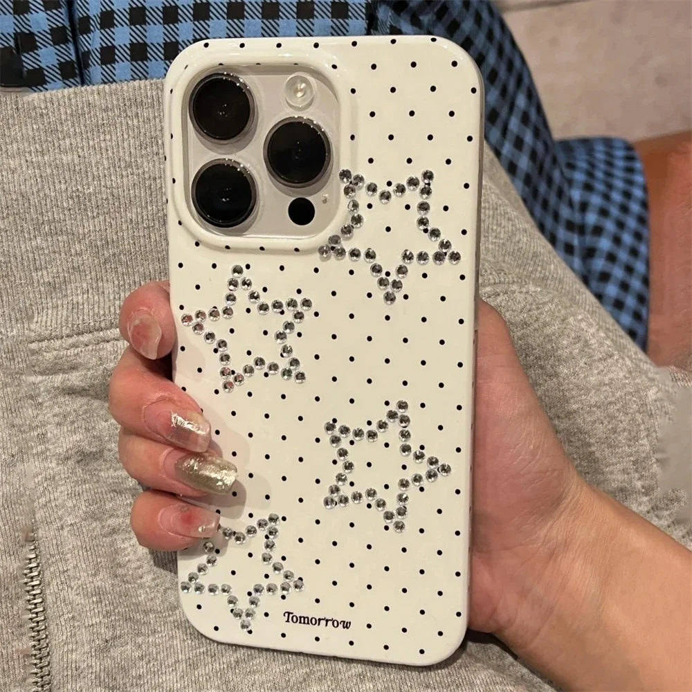 Корейский чехол для телефона Y2K Chic с блестящими стразами и звездами iPhone 16 15 14 13 Pro