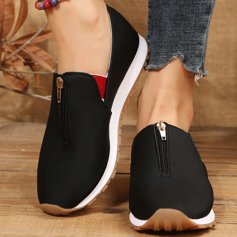Women Slip On Loafers Solid Flats Walking Shoes