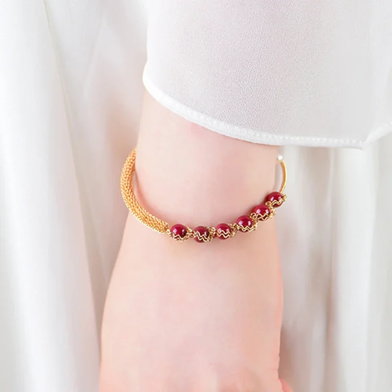 Новые браслеты из натуральной киновари 14 кг с белым жемчугом для женщин браслет