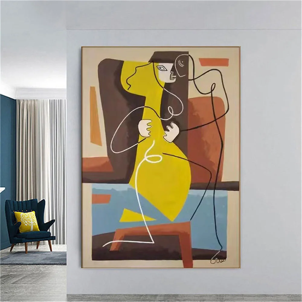 

100% ручная роспись маслом, настенное искусство, Национальная красота, женский домашний декор, картина, современный абстрактный холст, Постер...