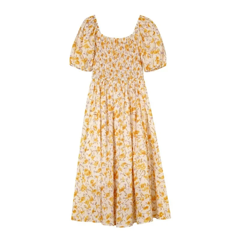 Платье женское с цветочным принтом повседневное модное ТРАПЕЦИЕВИДНОЕ поясом на