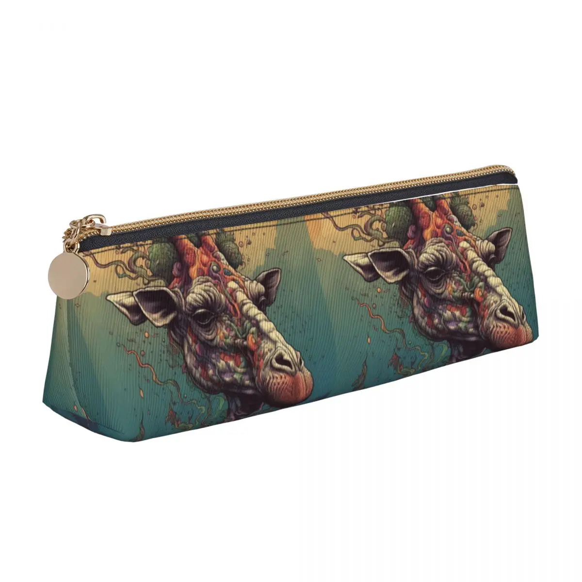 

Кожаный карандаш в виде жирафа, классический карандаш на молнии, канцелярские принадлежности для подростков, треугольная сумка для ручек