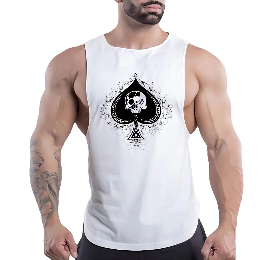 

Summer Adult Men'S Sport Fitness Outdoor Crew-Neck Vest Spades A Pattern 2d Printed Breathable Comfortable Sleeveless Shirt
