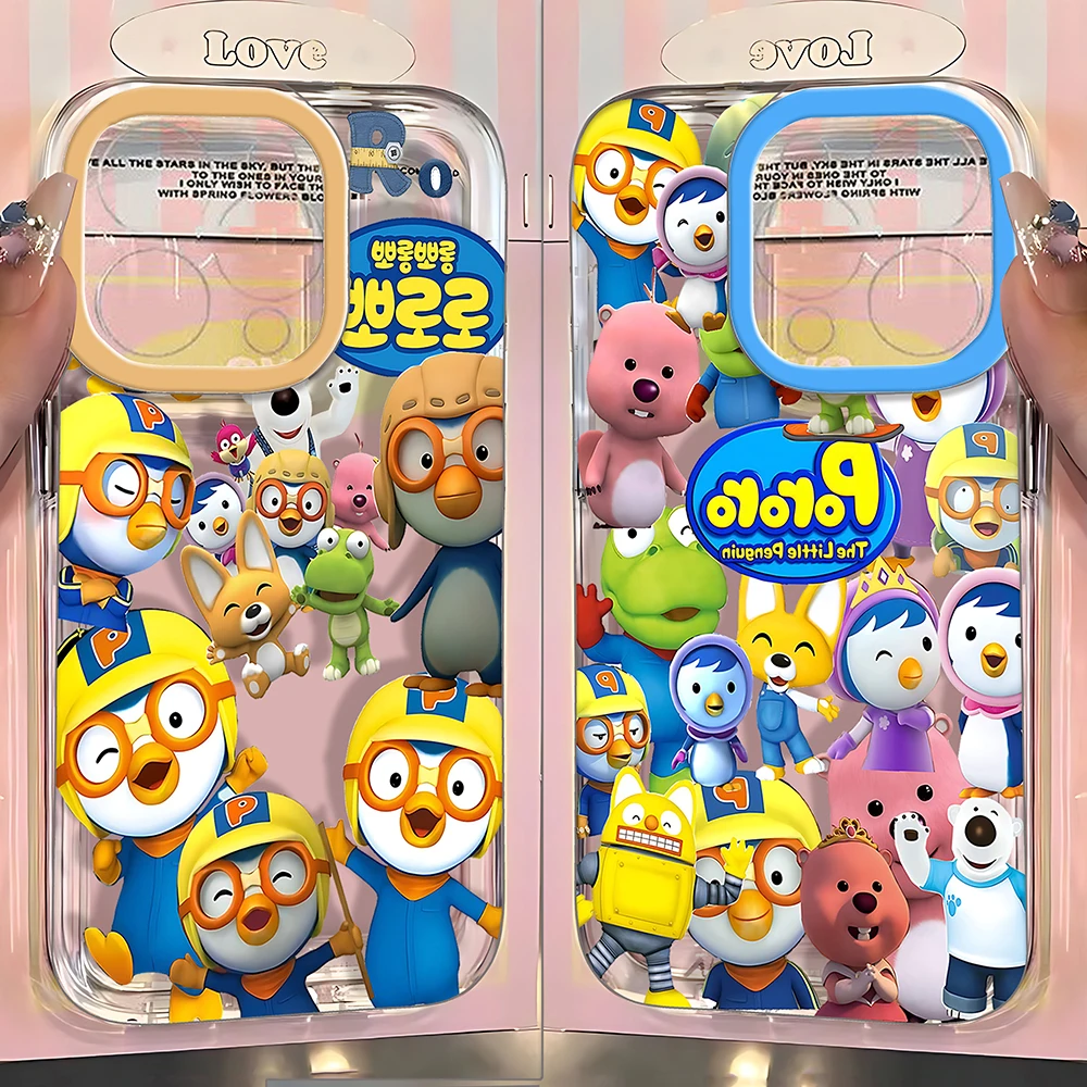 Фото Милый мультяшный чехол для телефона Pororos для Samsung Galaxy S26 S25 S24 S23 S22 S21 FE Note20 Note10 Edge Plus Ultra Lite 5G, прозрачный чехол №1
