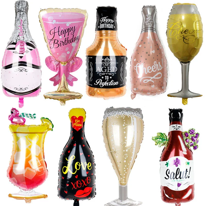 

1pc Wine Bottle Wine Glass Aluminum Foil Balloon Adult Birthday Party Team Bride Party Theme Scene Wedding Decoration