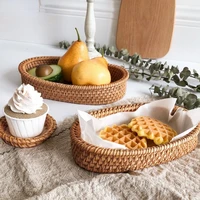 rattan handmade real rattan fruit basket snack bread basket tray living room snacks sundries storage basket fruit tray
