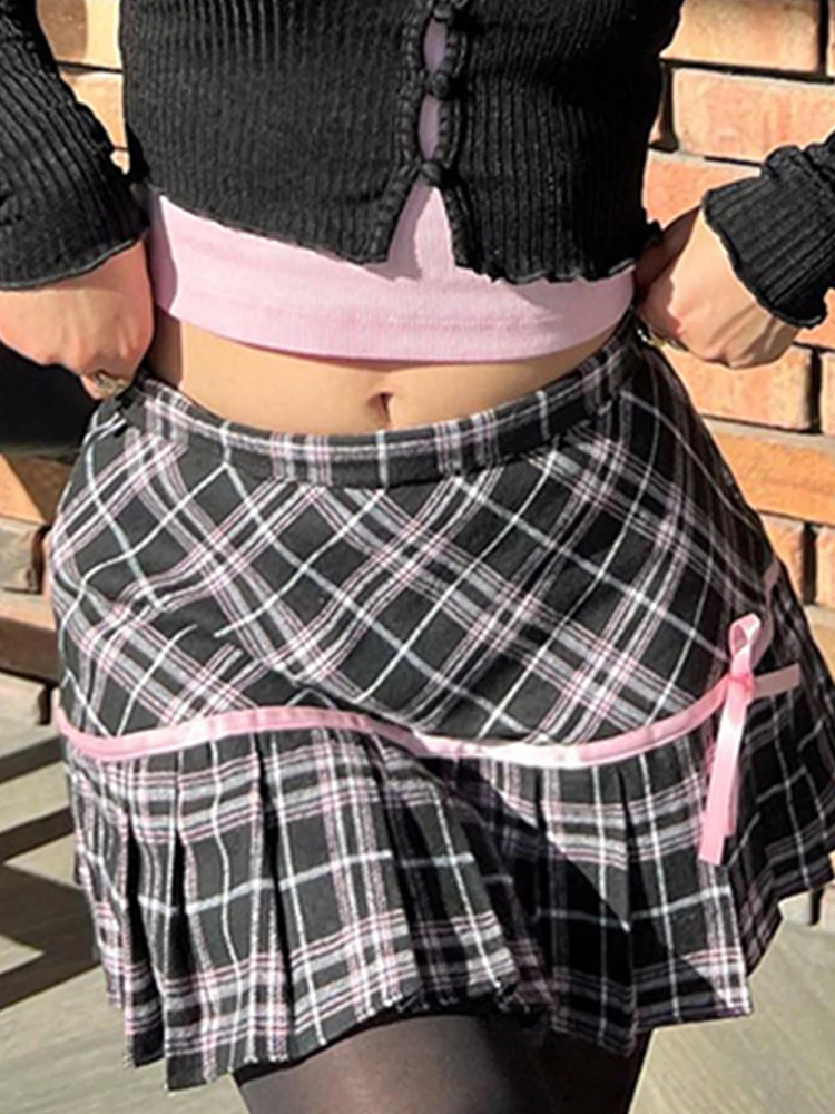 

Sweet Cute Plaid Skirt Women Fairycore Grunge Pastel Goth High Waist Mini Skirt Harajuku Y2k E-girl Clubwear Skirt Femme