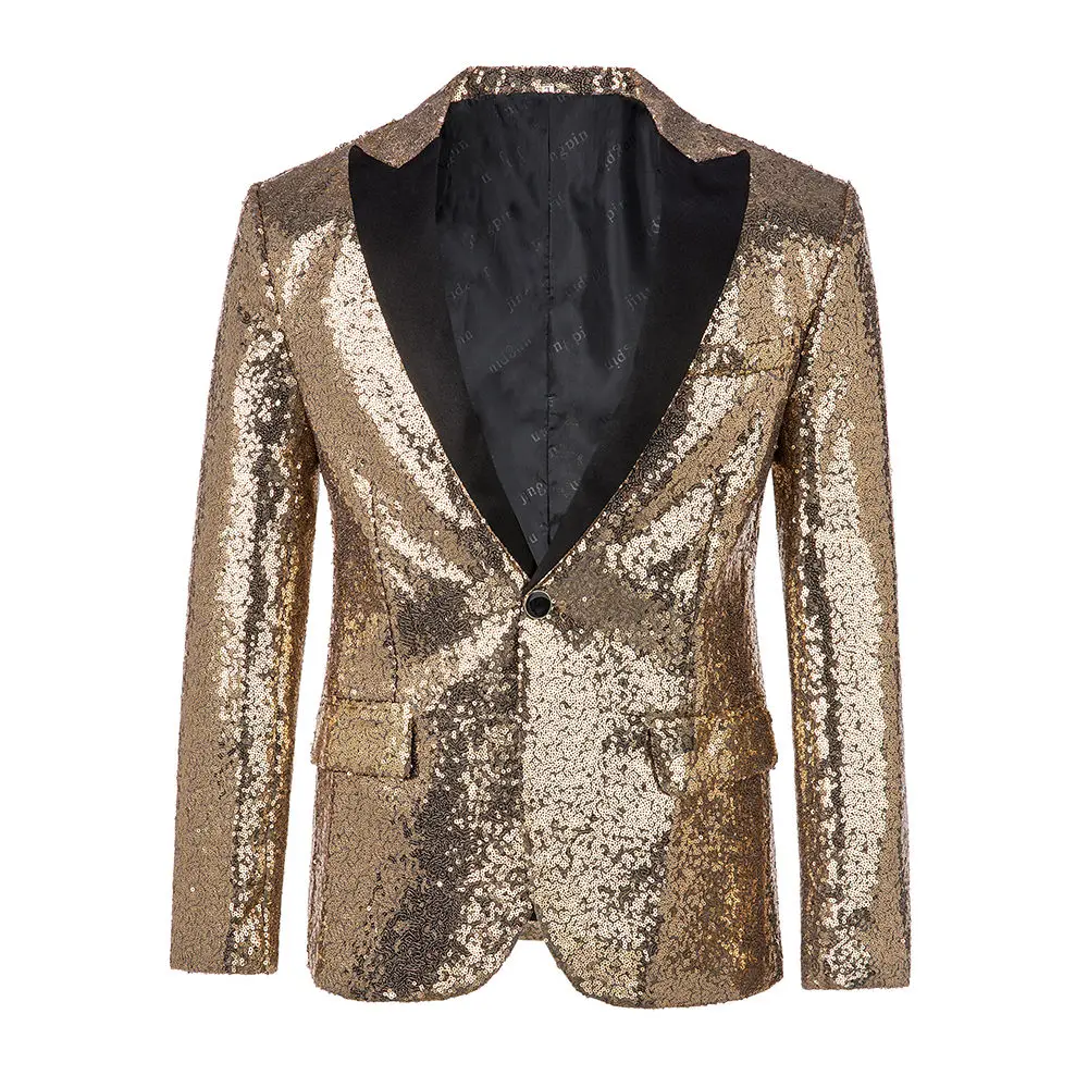 

Блейзер Мужской для сцены в стиле хип-хоп с золотыми блестками